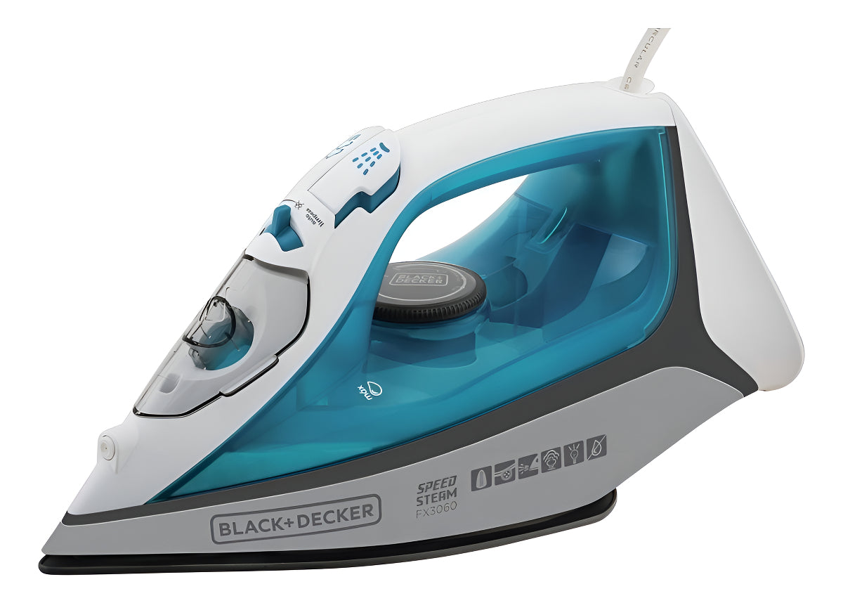 Ferro de Passar Roupa Modelo FX3060 Base Antiaderente Azul e Branco
