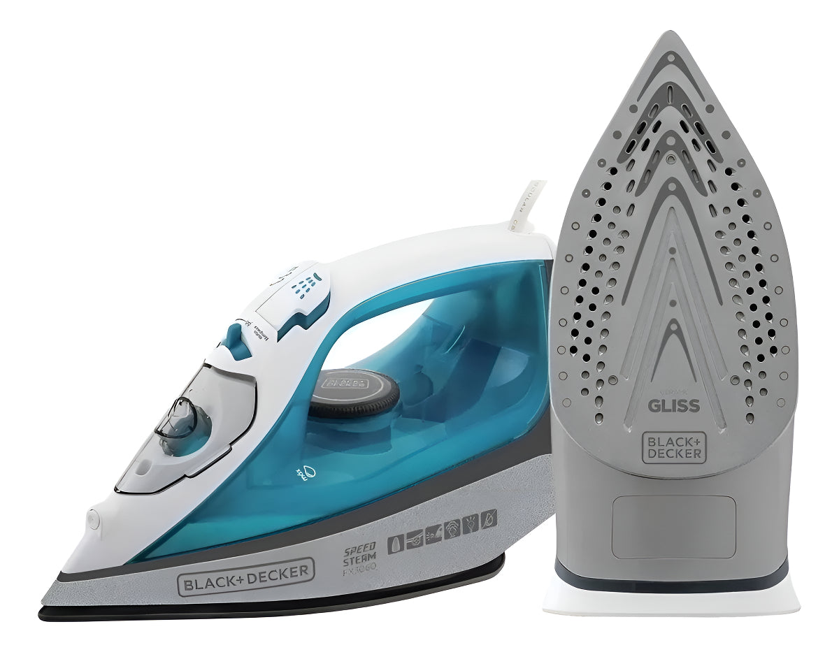 Ferro de Passar Roupa Modelo FX3060 Base Antiaderente Azul e Branco