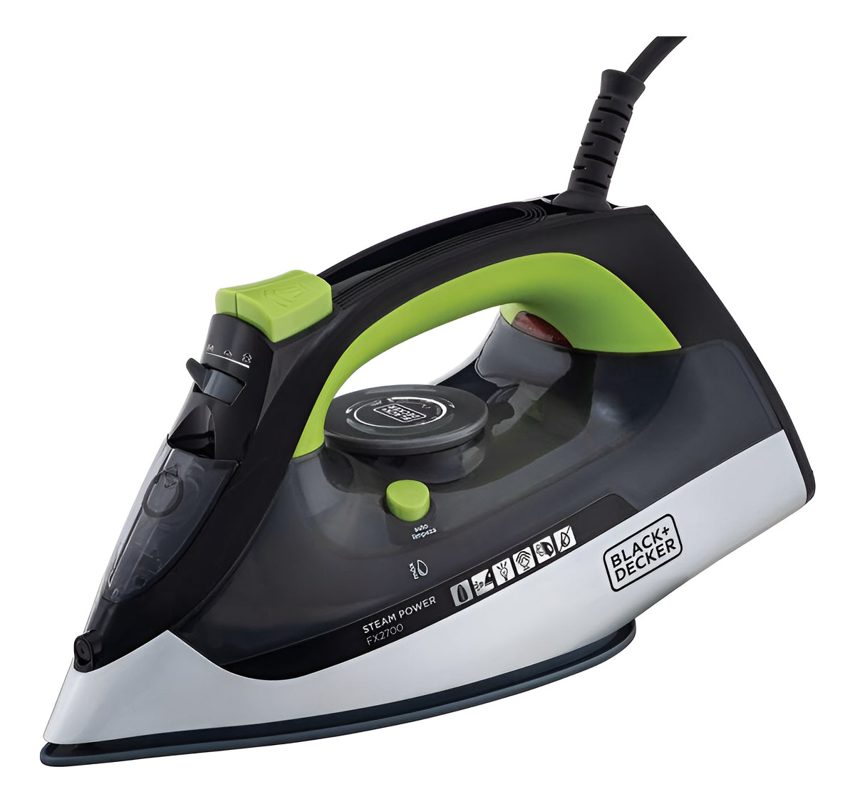 Ferro de Passar Roupa, Modelo FX2700, Ferro Com Vaporizador e Sistema Antigotejamento, Preto, Verde e Branco
