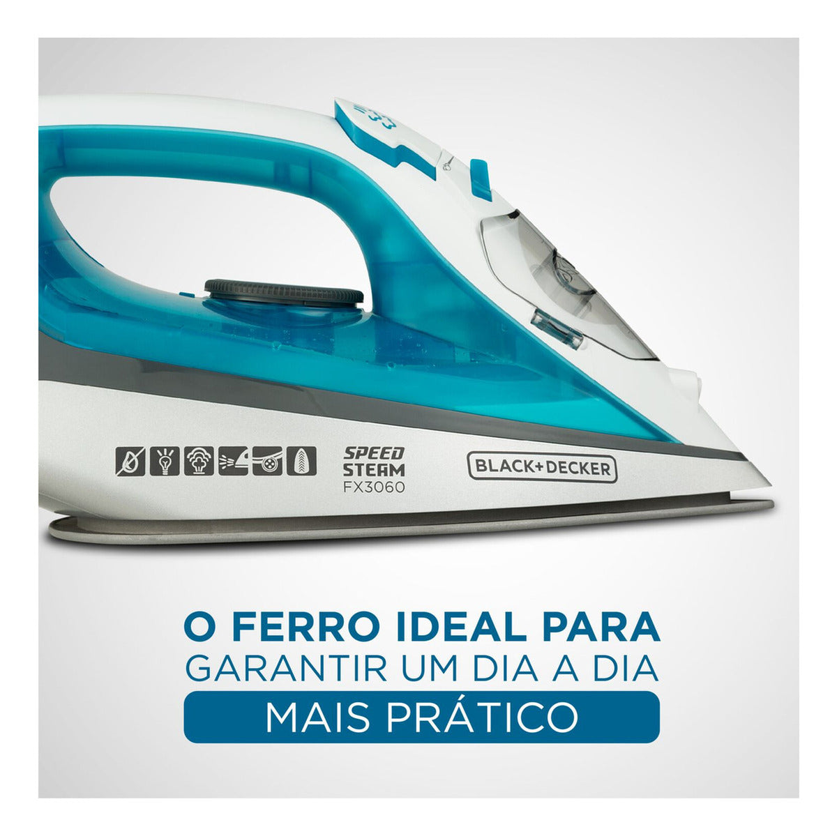 Ferro de Passar Roupa FX3060 Base Antiaderente Azul e Branco 110V